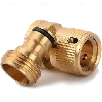 Garden Hose Quick Connect Solid Brass Quick Connector Garden Hose Fitting Water Hose Connectors Easy Connect Hose Adapter (1 Sets of Male & Female Connector)