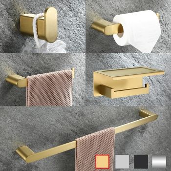 Bathroom Hardware Accessory Set -Towel Bar Toilet Paper Holder Robe Hook-Stainless Steel Low Carbon Steel Metal Wall MountedBath Hardware