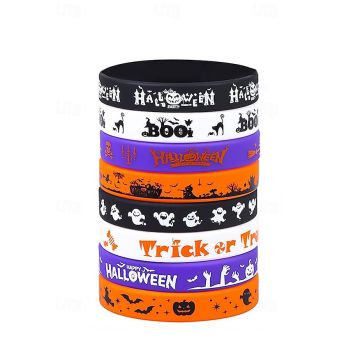 Halloween-Themed Silicone Wristbands – Assorted Colors and Designs for Trick-or-Treat Parties, Events, and Gifts