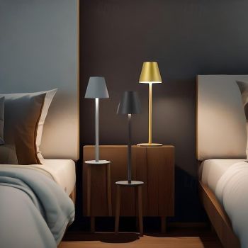 Modern LED Cordless Table Lamp, Retro Cafe Atmosphere Lamp, Touch Dimming USB Rechargeable Table Lamp for Bar, Home, or Office