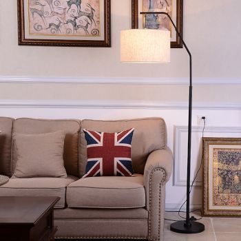 Modern Simplicity Floor Lamp, Tall Pole Lamp Linen Lampshade Standing Lamp Metal Base Floor Lamps Living Room Bedroom Furnishings Artistic