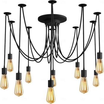 LED Pendant Light Warm White 6/10/14 Heads Retro Edison Multi Adjustable DIY Ceiling Spider Light Modern Chic Industrial for Living Room Bedroom 110-240V