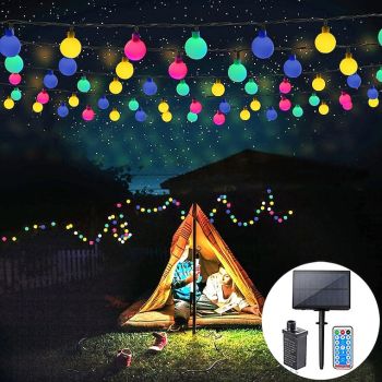 Solar Powered Outdoor Globe String Lights with Remote Control 10M 20M 30M 40M 50M Holiday Party Lights, Waterproof for Garden, Patio & Yard Decoration 1set