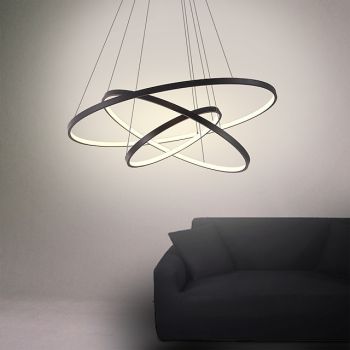 3-Light 80/60/40/20 cm LED Pendant Light Metal Acrylic Ring Circle Design Dimmable Painted Finishes Modern 90W/113W 3-Rings 4-Rings ONLY DIMMABLE WITH REMOTE CONTROL
