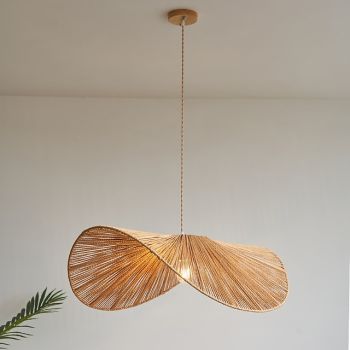 Traditional Bamboo Pendant Lamp Creative Handmade Pendant Light 50cm Retro Bamboo Suspension Lamp Woven Hanging Lamp Wicker Lampshade Hanging Light Fixture for Dining Table,Restaurant 110-240V
