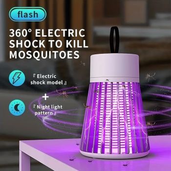 Bug Zapper Mosquito Trap Killer Lamp Electric LED UV Flying Insect Repellent Light Portable USB Rechargeable Trap Flying Insect Killer for Home Pest Control Insect Repellent