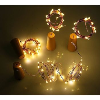 2M 20LED Solar Powered Wine Bottle Cork String Lights, Outdoor Fairy Copper Wire Garland for Christmas Garden Festival Decor
