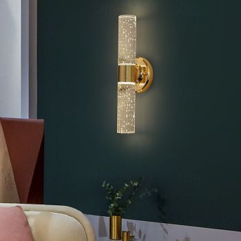 Modern LED Wall Lighting Gold Crystal Bathroom Vanity Light Fixture 2 Lights Bubble Crystal Wall Lamp Suitable for Hallway Bedroom Living Room