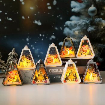 1 Pc 13 * 10CM Christmas LED Electronic Candle Retro Wind Light Hanging Lantern Indoor and Outdoor Gathering Desktop Atmosphere Decorative Light Small Leaf Light AG10 * 3 Batteries