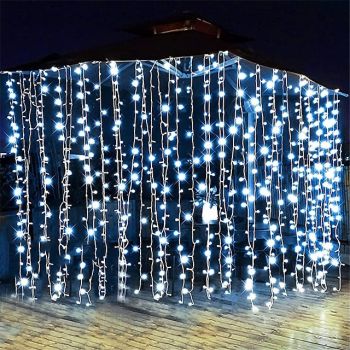 Curtain String Lights 3x1M 3x2M 3Mx3M Curtain Lights 24V Low Voltage Remote Control Solar Power Plug-in Dual Purpose String Light  Thanksgiving Christmas Outdoor Party Garden Decoration Fairy Lights Gypsophila   1 set