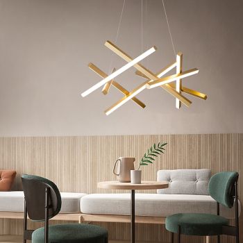 LED 32W Sputnik Chandelier Dia56CM Aluminum Frame Black Painted finishes for Living Room Bedroom Coffee Bar Pendant Light Warm White/White Light