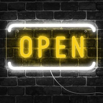 OPEN Neon Sign LED Business Neon Open Sign Wall Light Art Decor Novel Night Neon Lamps Powered by USB Wire for Bars, Stores, Coffee Shop, Hotel, Outdoor Decorations