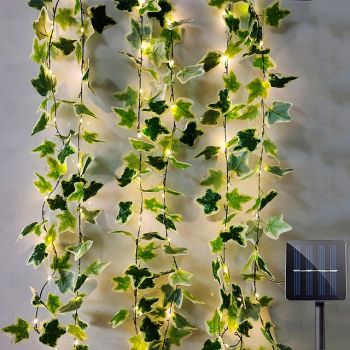 Outdoor Solar String Light Solar LED String Lights 8 Modes Outdoor Light Waterproof 2M Leaf Fairy 20LEDs Warm White Christmas New Year Party Garden Home Decoration LED Solar Garden Light