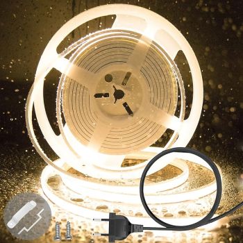 COB LED Light Strip 2-40M, IP65 Waterproof 240 LEDs/m, Super Bright Tape Strip Light for Bedroom, Kitchen, Outdoor Decor AC220V EU AU UK Plug