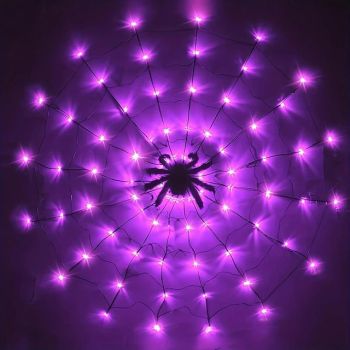 Spider Web Light Decoration Bedroom Party Bedroom Garden Yard Bar Haunted House Halloween Decoration Light String for Indoor and Outdoor (without Battery)