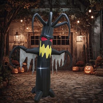 1 Pc 2.4M/7.8FT Halloween Devil Tree LED Light Emitting Inflatable Air Model Indoor and Outdoor Courtyard Lawn Garden Party Halloween Horror Atmosphere Decorative Light US/EU/UK/AU Plug