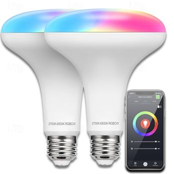 1 Pc Wifi Smart Light Bulb E26/27RGB Color Change 9W850LM Voice Remote Control Dimming Compatible with Alexa Google