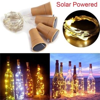 Solar Powered Wine Bottle Cork Festival Outdoor Light Garland Lights Outdoor Fairy Light 2M 20 LEDs Copper Wire String Light