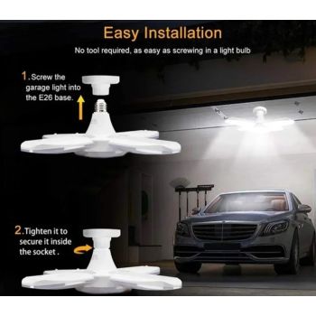 E27 LED Garage Light Foldable Ceiling Fan Light Workshop Lamp