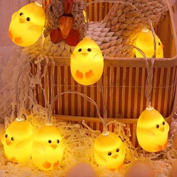 3M-20Leds Easter Little Yellow Chicken Light String AAA Battery Box Power Supply Easter Dinner Party Indoor Atmosphere Decoration Light String