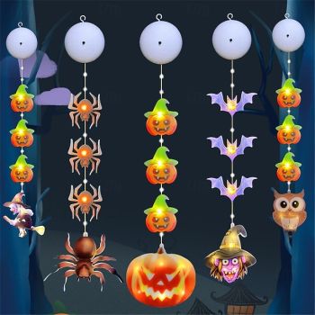 Halloween Decorations Hanging Lamp Leather Wire Lamp Jack O Lantern Suction Cup Holiday String Light Indoor Atmosphere Decorative Lamp Holiday Party Decorative Lamp 1pc