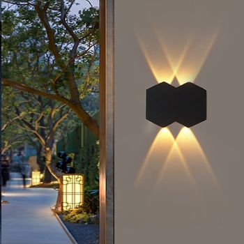LED Outdoors Wall Lamp 2W 4W 6W 8W Up/Down Lighting Indoor Double-Head Curved Waterproof IP65 Wall Lamp Modern Bedroom Lamp AC85-265V