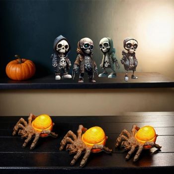 3pcs Halloween Decorations Spider Light LED Electronic Candle Light New Atmosphere Layout Props Glowing Spider Ghost Festival Ornaments Night Lamp