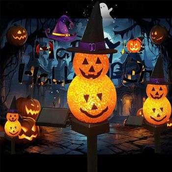 Solar Halloween Lawn Light Hat Pumpkin Light Atmosphere Garden Lights Halloween Party Outdoor Waterproof Decoration 1PC