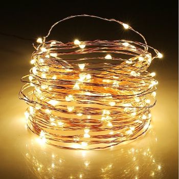 Elegant Wedding & Party Reception 8 Modes 10m 100 LED Fairy String Lights with Remote Control, Timer, Battery Operated Waterproof Copper Wire Twinkle Lights for Room, Garden & Tree Decoration