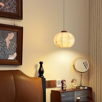 Country Nature Inspired Pendant Light, Fabric Material, 20cm Height, Warm White/White Light, E26 E27, Adjustable Chain