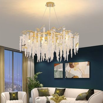 LED Chandeliers Modern Luxury, 23.6"/31.2" 8/12-Light Gold Crystal for Home Interiors Kitchen Bedroom Iron Art Tree Branch Lamp Creative Lamp Light Warm White 110-240V