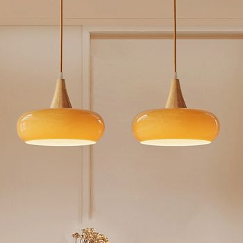 Japanese Cream Wind Glass Chandelier Retro Minimalist Rubber Wood Art Hanging Light Bedroom Restaurant Decoration Suspended Chandelier Indoor Adjustable Lighting Fixtures