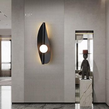 LED Indoor Wall Light Warm White 5W Mid Century Glass Wall Sconce Crescent Shape Finish Wall Mount Light Indoor Decor Wall Lighting Fixture for Living Dining Room Bedroom Hallway Bar 110-240V