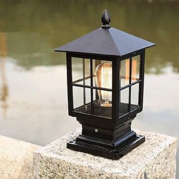 Outdoor Post Lamp Square Aluminum Waterproof IP54 Retro Courtyard Garden Villa Balcony Gate Column Decoration Parks Lawn Lantern E27