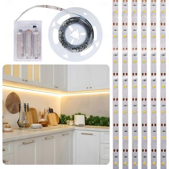 USB LED Light Strip White with Battery Box (Excluding Battery), 1-3M LED White Strip Light Can cut LED Suitable for Bedrooms Mirrors Parties Camping Birthdays Christmas