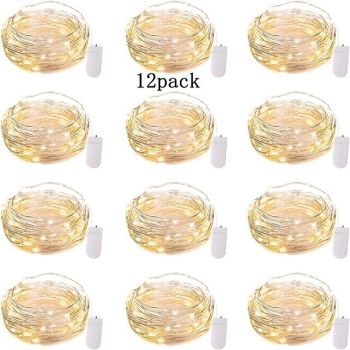 12pcs Waterproof Fairy String Lights, 20 LED Firefly & Starry Sky Decor for Christmas Decorations