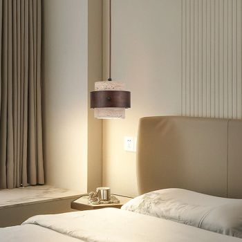 Wabi-sabi Pendent Lamp Bedside Pendant Light Travertine Round Island Light Retro Pendant Light