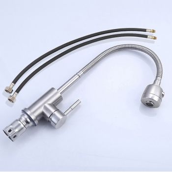 304 Stainless Steel Cold and Hot Water Kitchen Faucet Kitchen Mixers Kitchen Sink Tap 360 Degree Swivel Flexible Hose Basin Faucet Foldable Faucet