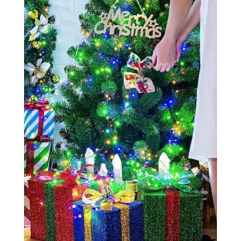 2M 100Leds Copper Wire String Lights Firecracker Fairy Garland Light for Christmas Window Wedding Party Warm White Decor AA Battery Operated (come without battery)