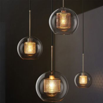 1-Light 20 cm  LED Pendant Light Single Design Glass Lantern Electroplated Retro Industrial Style  Dining Room Living Room Light   110-120/220-240V