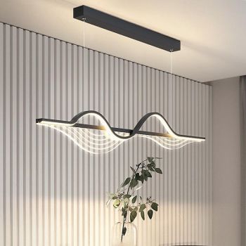 LED Pendant Light Dimmable Linear Long Strip Suspension Lamps White Metal Hanging Lights Fixtures with Acrylic Shade 1-Light 100 cm Kitchen Cafes 110-240V ONLY DIMMABLE WITH REMOTE CONTROL