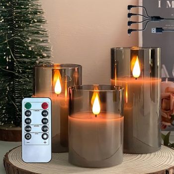 3pcs Flameless LED Candle Lights with Remote Control, AAA Battery Powered Flashing Night Lamp for Christmas, Wedding, Party, Halloween, Home, Bedroom Holiday Decoration
