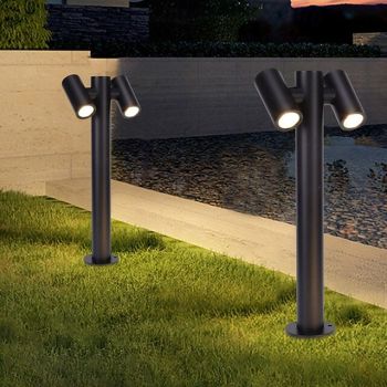 Modern Outdoor LED Landscape Lighting Wall Lights Black Aluminum Post Light with Dual Spotlights for Pathway 110V-240V 10 W