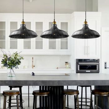 LED Pendant Light Hanging Ceiling Industrial Brushed Vintage Lampshade Bar Lighting ,Restaurant Lighting Antique Brushed Rustic Style Metal