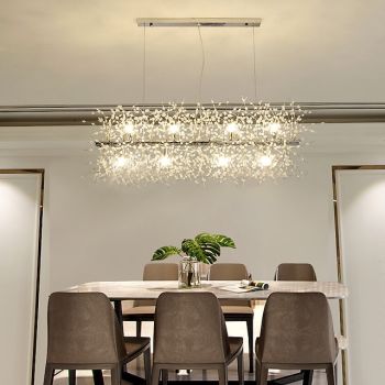 12-Lights Island Chandelier Gold Pendant Lighting Eco LED Lights Stainless Steel Crystal With G9 Bulb Base