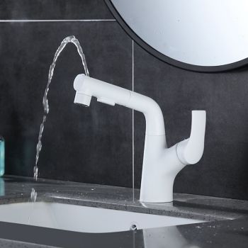 Bathroom Sink Faucet - Rotatable / Pull out Chrome / Electroplated / Painted Finishes Centerset Single Handle One HoleBath Taps ultimate flexibility