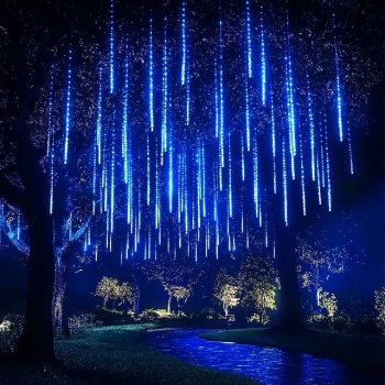 Meteor Shower Lights Outdoor, 20 Inches 8 Tubes 240 LED Snowfall Lights, Waterproof Meteor Christmas Lights Outdoor, Hanging Falling Rain Lights for Tree Bushes Holiday Christmas Decoration