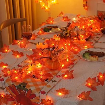 Maple Leaf String Lights Fall Decoration Fall Garland Lights 3m 20LEDs Battery Operated for Outdoor Home Thanksgiving/Halloween Party Decoration