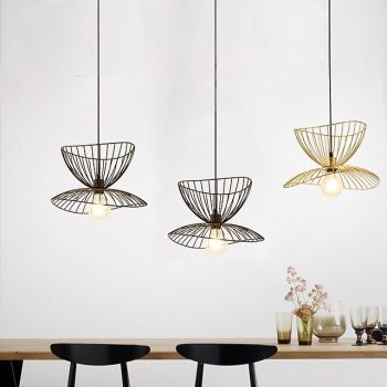 LED Pendant Light Bedside Light Black Gold 45 cm Retro Pendant Light Metal Vintage Style Iron Hat Painted Bedroom Dining Room Living Room Lights DIY Lights