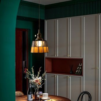 Mid-Century Glass Pendant Lamp with an American Retro Style for Bedside Hallways Aisles 110-240V